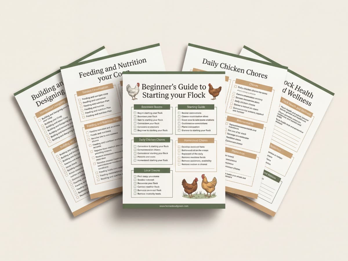 Preview of the Chicken Homestead printable checklist bundle showing several printable pages